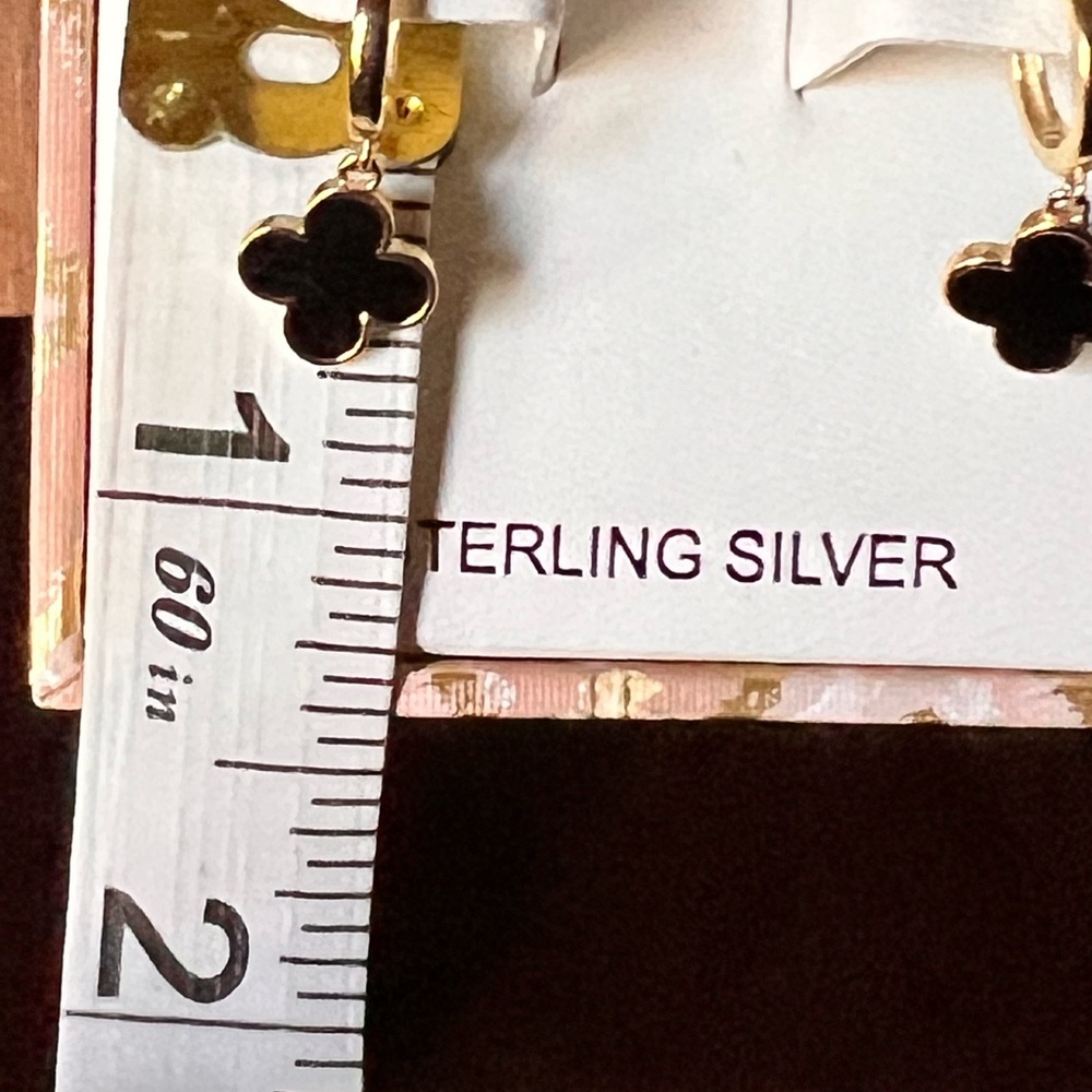 Rachel Zoe - 14k Gold Plated Huggie-Style Clover Drop Earrings - Picture 7 of 7